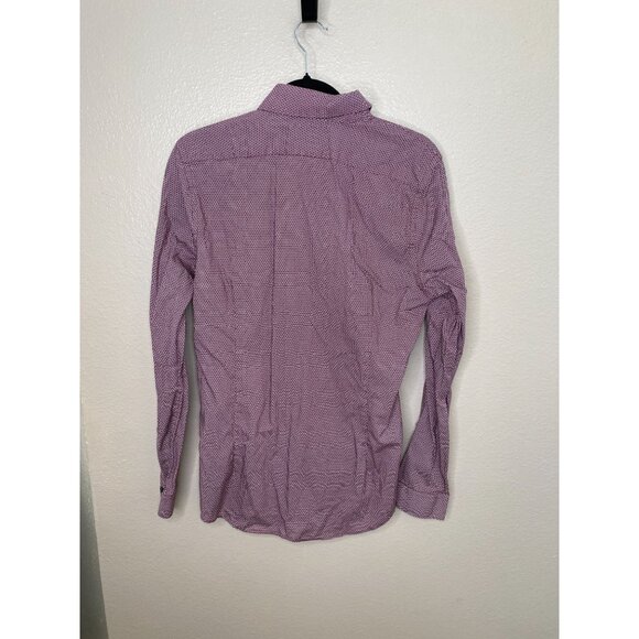 Express Mens Extra Slim Fit Dress Shirt Size M Burgundy Pattern 100% Cotton - Picture 3 of 6